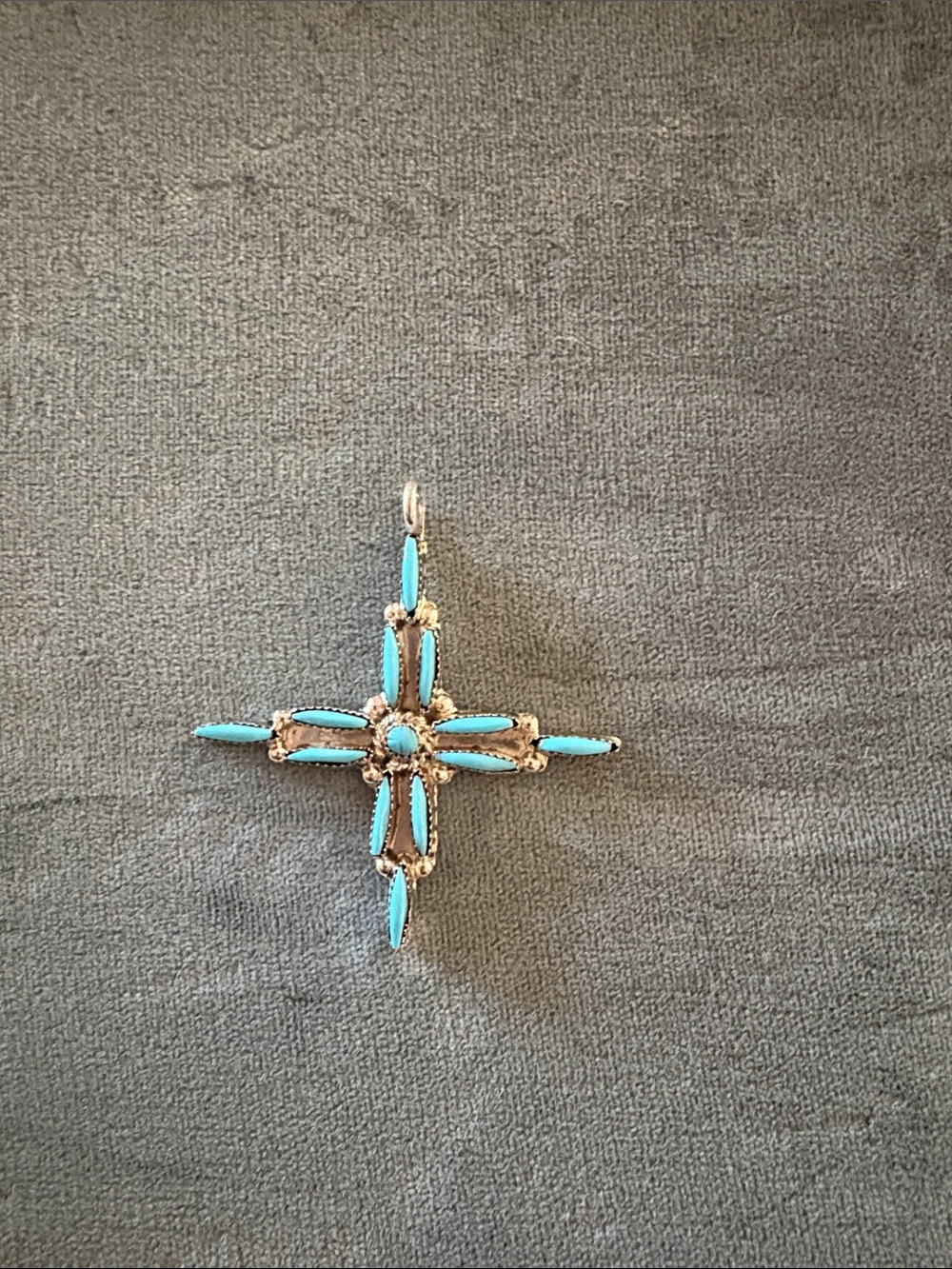Turquoise Cross Pendant Silver-Tone
